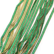 Green Zirconia Banding Baguette Cubic - 18k Yellow Gold Plated