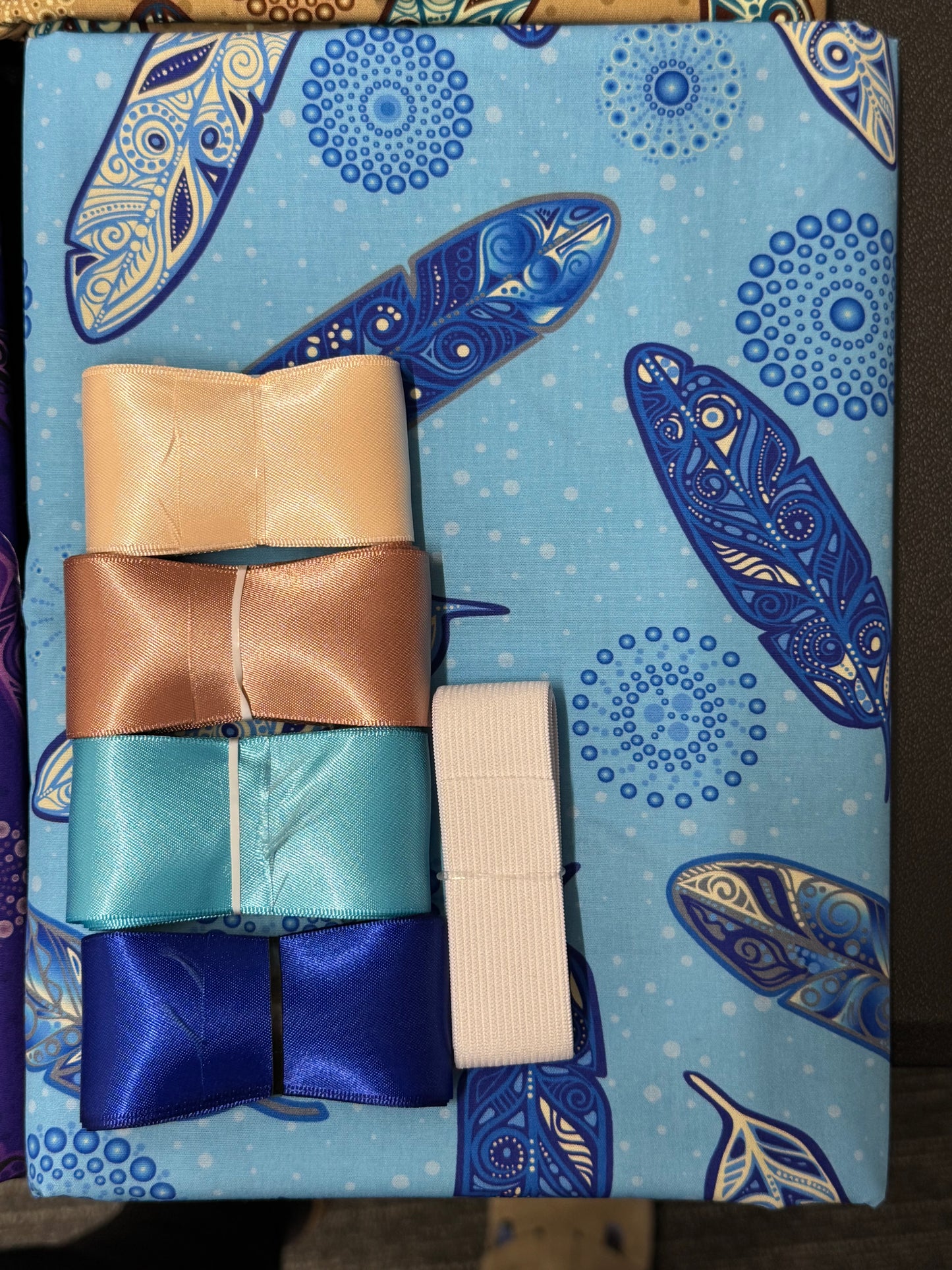 Ribbon Skirt Starter Kits (Basic set) Jackie Traverse Feathers Turquoise med 1