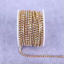 Gold Crystal AB, SS6- Chain Glass Rhinestones