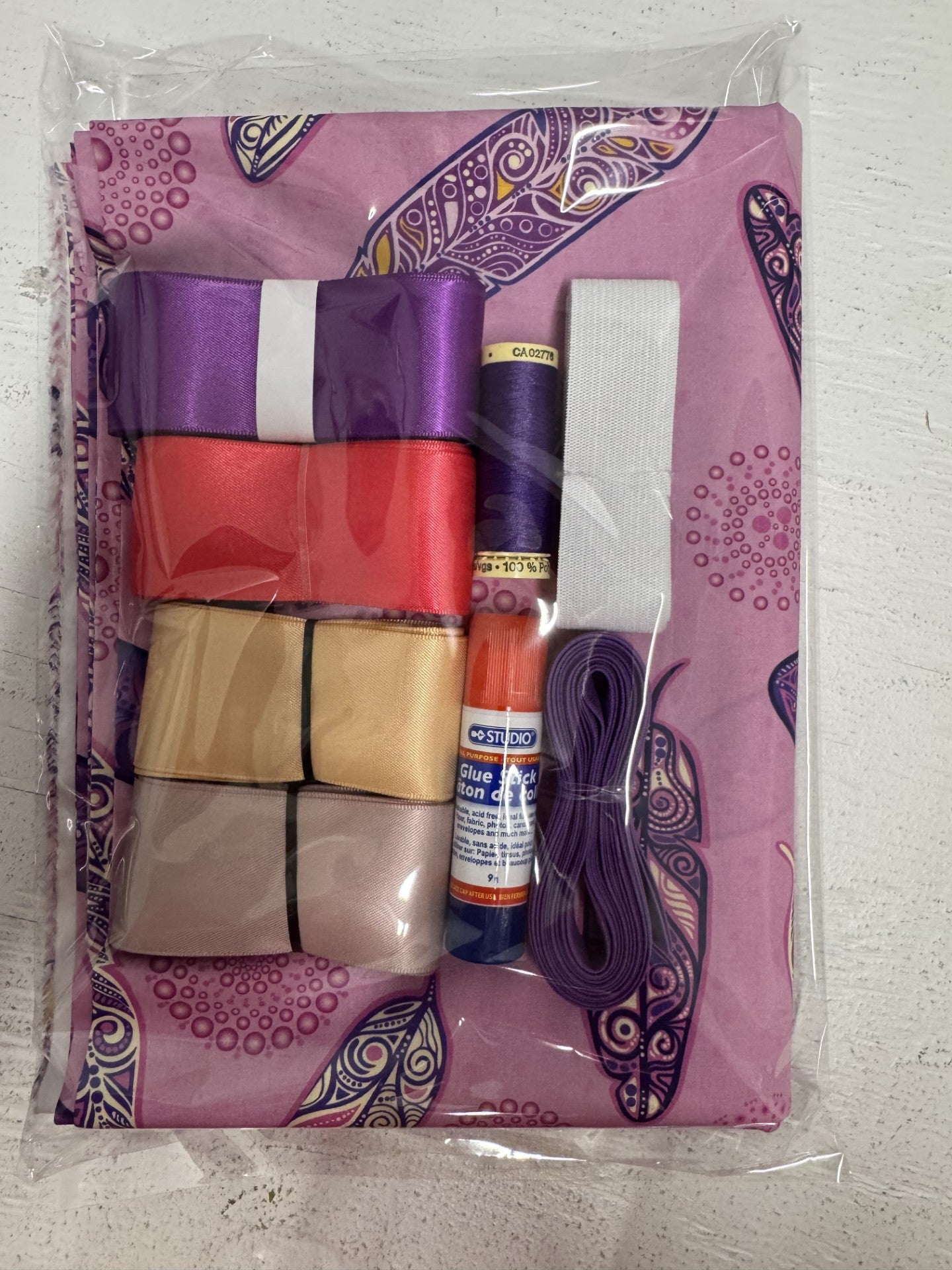 Ribbon Skirt Starter Kits (complete kit) Jackie Traverse Feathers Fuchsia