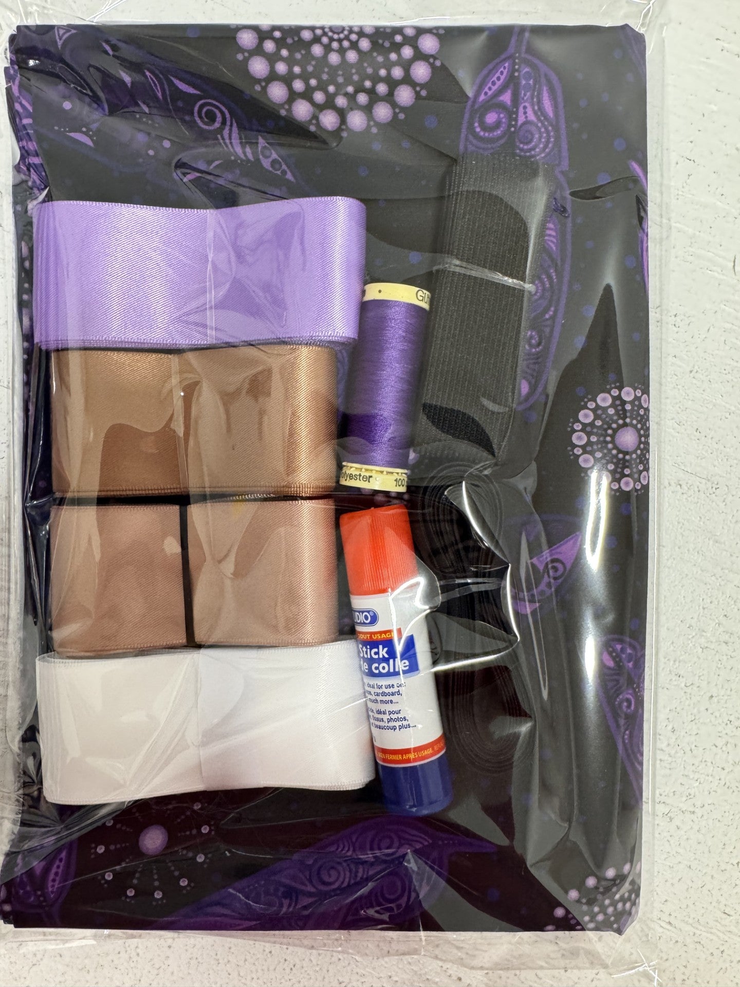 Ribbon Skirt Starter Kits (complete kit) Jackie Traverse Feathers Purple and Black