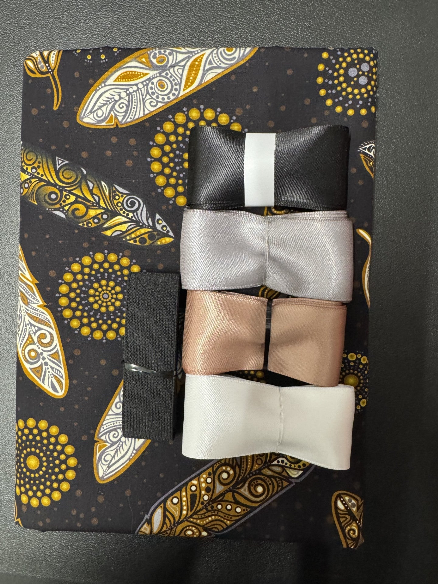 Ribbon Skirt Starter Kits (Basic set) Jackie Traverse Feather Metallic Brown and Black 2