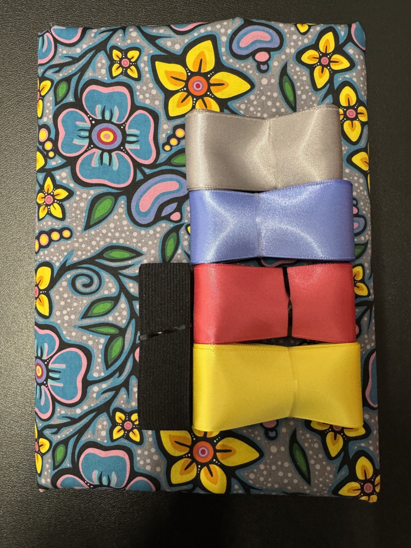 Ribbon Skirt Starter Kits (Basic set) Jackie Traverse Ojibway Florals- Grey 2