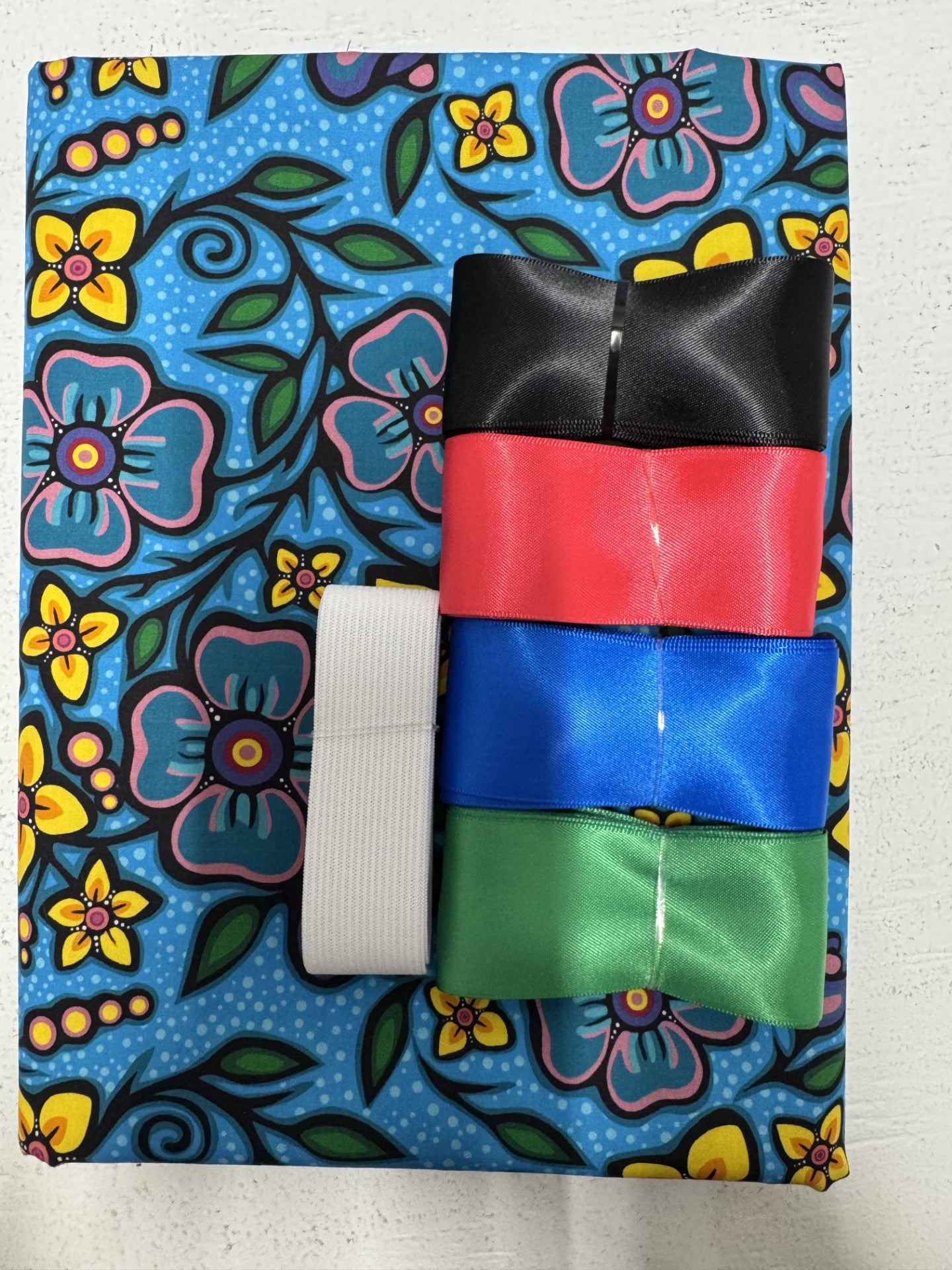 Ribbon Skirt Starter Kits (Basic set) Jackie Traverse Ojibway Florals- Turquoise 1