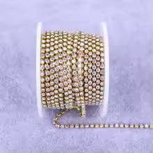 KC Gold Crystal AB, SS6- Chain Glass Rhinestones