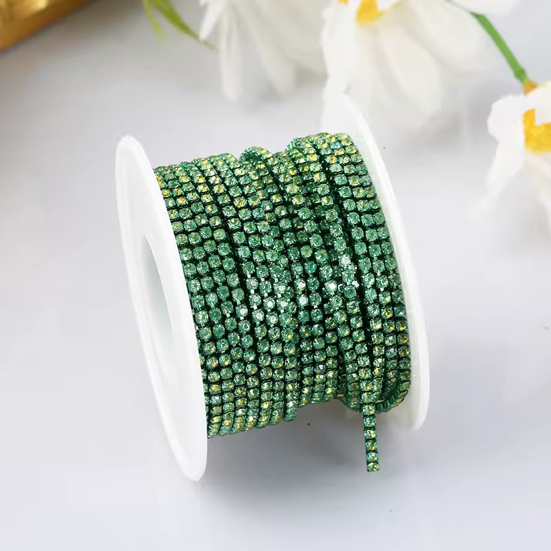 Mocha Opal Emerald Ss6- Chain Glass Rhinestones