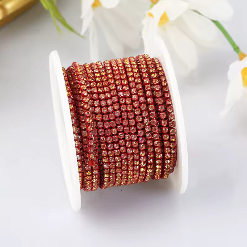 Mocha Opal Red Ss6- Chain Glass Rhinestones