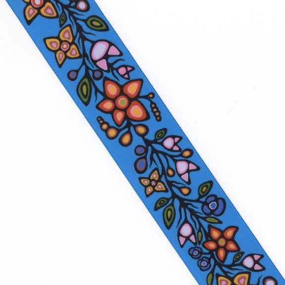 Ojibway Florals Ribbon- RI-JTF1-BLUE