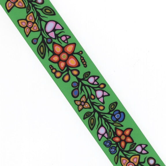 Ojibway Florals Ribbon- RI-JTF1-GREN