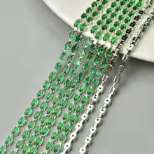 Green Navette Zirconia Cup: 24k White Gold Plated Chain