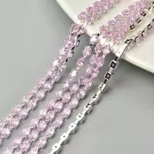 Pink Navette Zirconia Cup: 24k White Gold Plated Chain