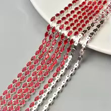 Red Navette Zirconia Cup: 24k White Gold Plated Chain