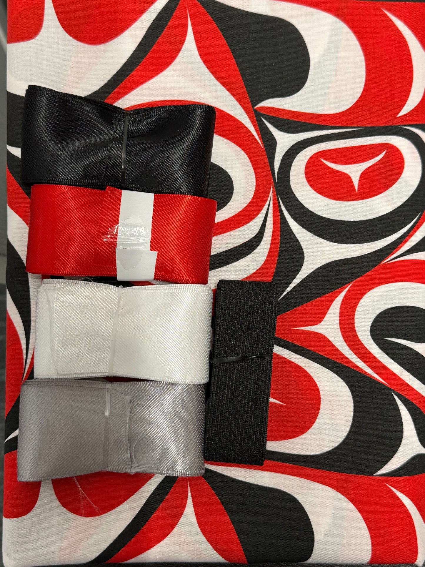 Ribbon Skirt Starter Kits (Basic set) Black & Red- Authentic Indigenous Haida Designed 1