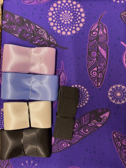 Ribbon Skirt Starter Kits (Basic set) Jackie Traverse Feathers (Dark Purple 2)