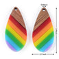 Rainbow Resin Wood Pendant Set (Sold as a pair)