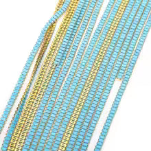 Turquoise Zirconia Banding Baguette Cubic - 18k Yellow Gold Plated