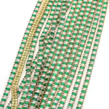 Clear Red Zirconia Banding Baguette Cubic - 18k Yellow Gold Plated