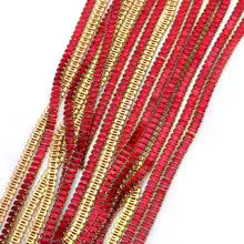 Red Zirconia Banding Baguette Cubic - 18k Yellow Gold Plated