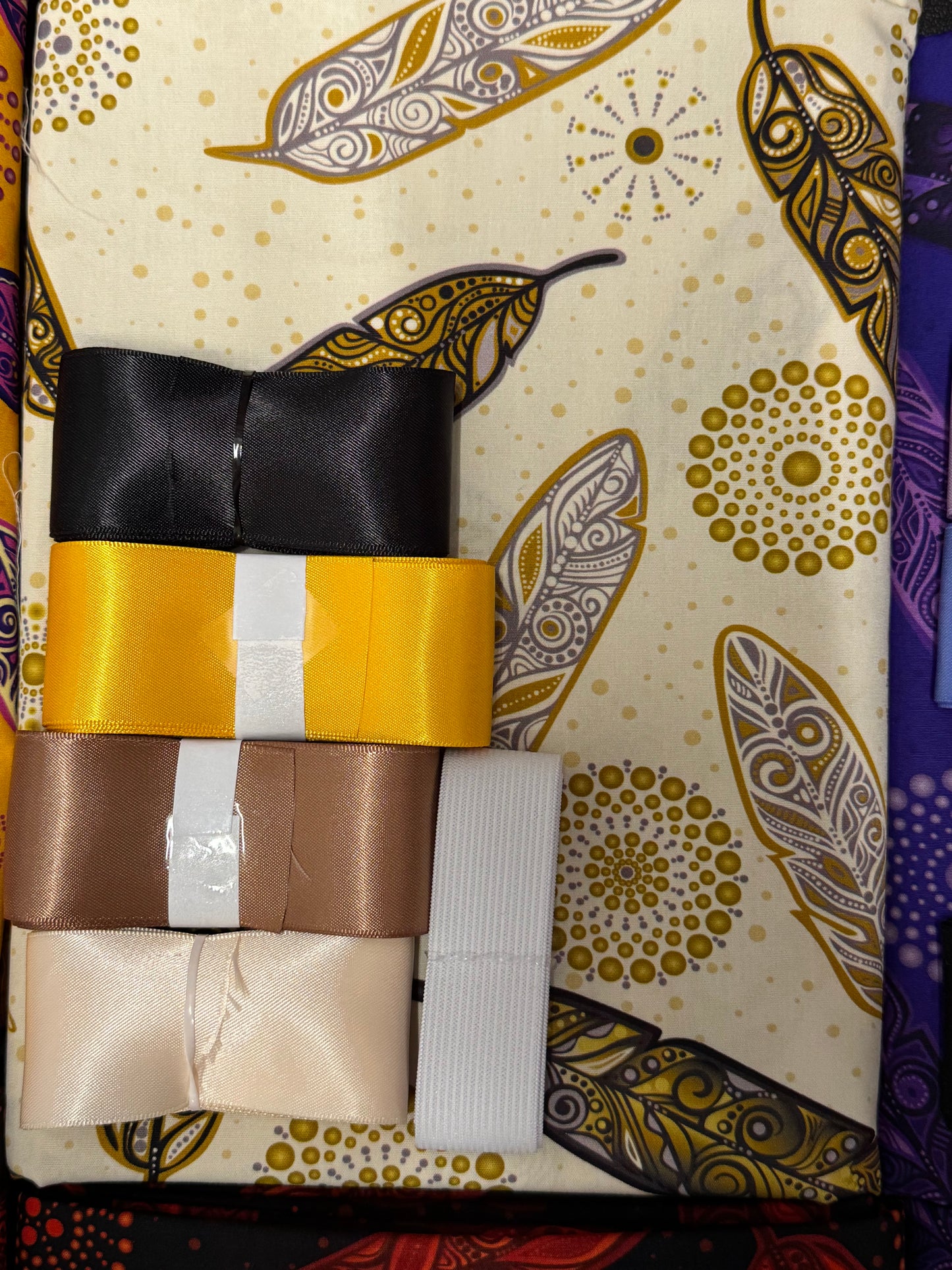 Ribbon Skirt Starter Kits (Basic set) Jackie Traverse Feathers (Ivory & Brown 2)