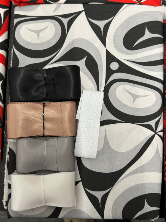 Ribbon Skirt Starter Kits (Basic set) Black & White- Authentic Indigenous Haida Designed 2