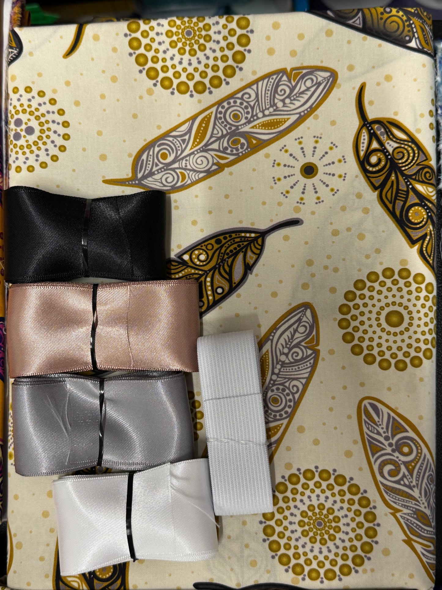 Ribbon Skirt Starter Kits (Basic set) Jackie Traverse Feathers (Ivory & Brown 1)