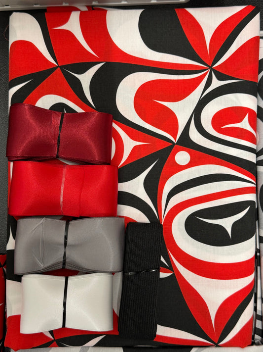 Ribbon Skirt Starter Kits (Basic set) Black & Red- Authentic Indigenous Haida Designed 2