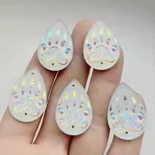 Tear Drop Bear Paw Cabochons Set (Sold as a pair)