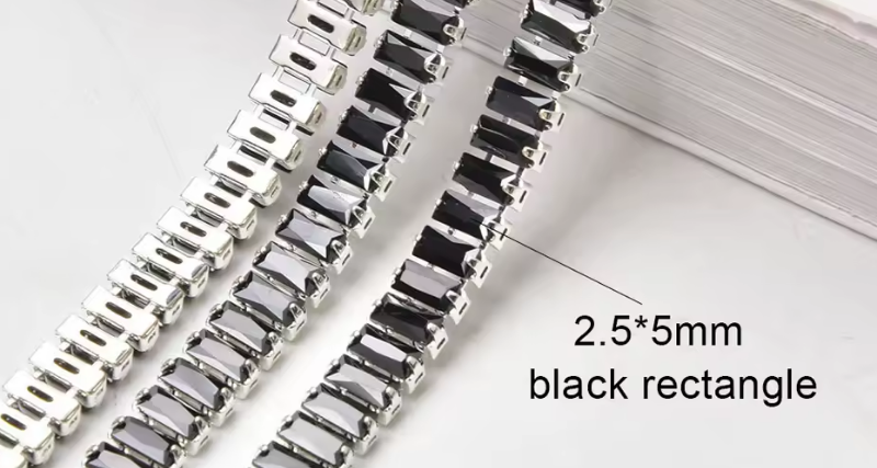 Black Zirconia Banding Baguette Cubic - 18k White Gold Plated