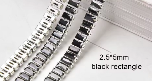 Black Zirconia Banding Baguette Cubic - 18k White Gold Plated