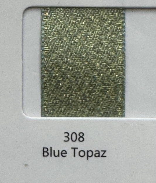 1" Gold Weft Ribbon (Blue Topez)
