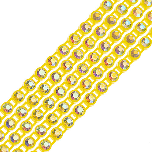Lemon Casing/ Crystal AB, Rhinestone Banding 1yd 1row (ss8)