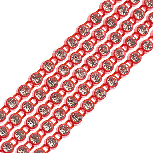 Tangerine casing, AB Crystal Plastic rhinestone banding (ss12)