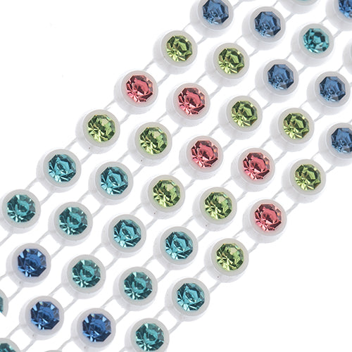 White Casing/ Light Multi, Rhinestone Banding 1yd 1row (ss12)