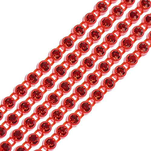 Red casing, light siam Plastic rhinestone banding (ss8)