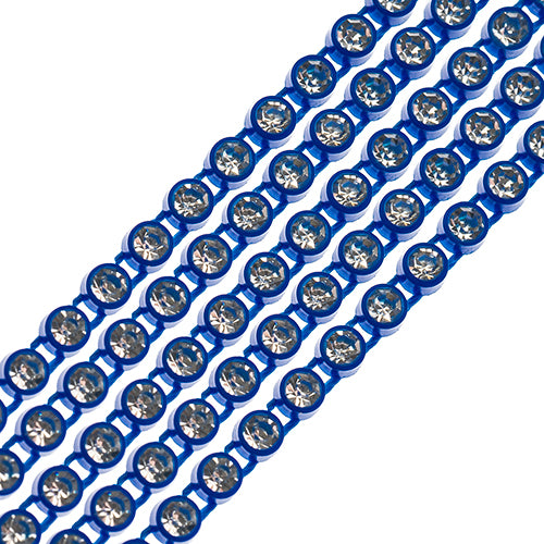Royal Blue Casing/ Crystal AB, Rhinestone Banding 1yd 1row (ss8)