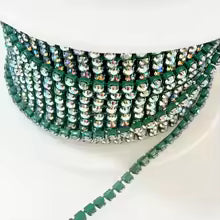 Deep Green Ss6- Chain Glass Rhinestones