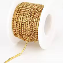 Gold Gold Ss6- Chain Glass Rhinestones