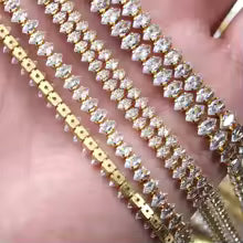 Golden Bottom Navette Zirconia Cup: 24k Yellow Gold Plated Chain