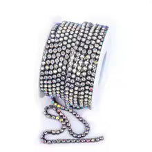 Gun Black AB Crystal  Ss6- Chain Glass Rhinestones