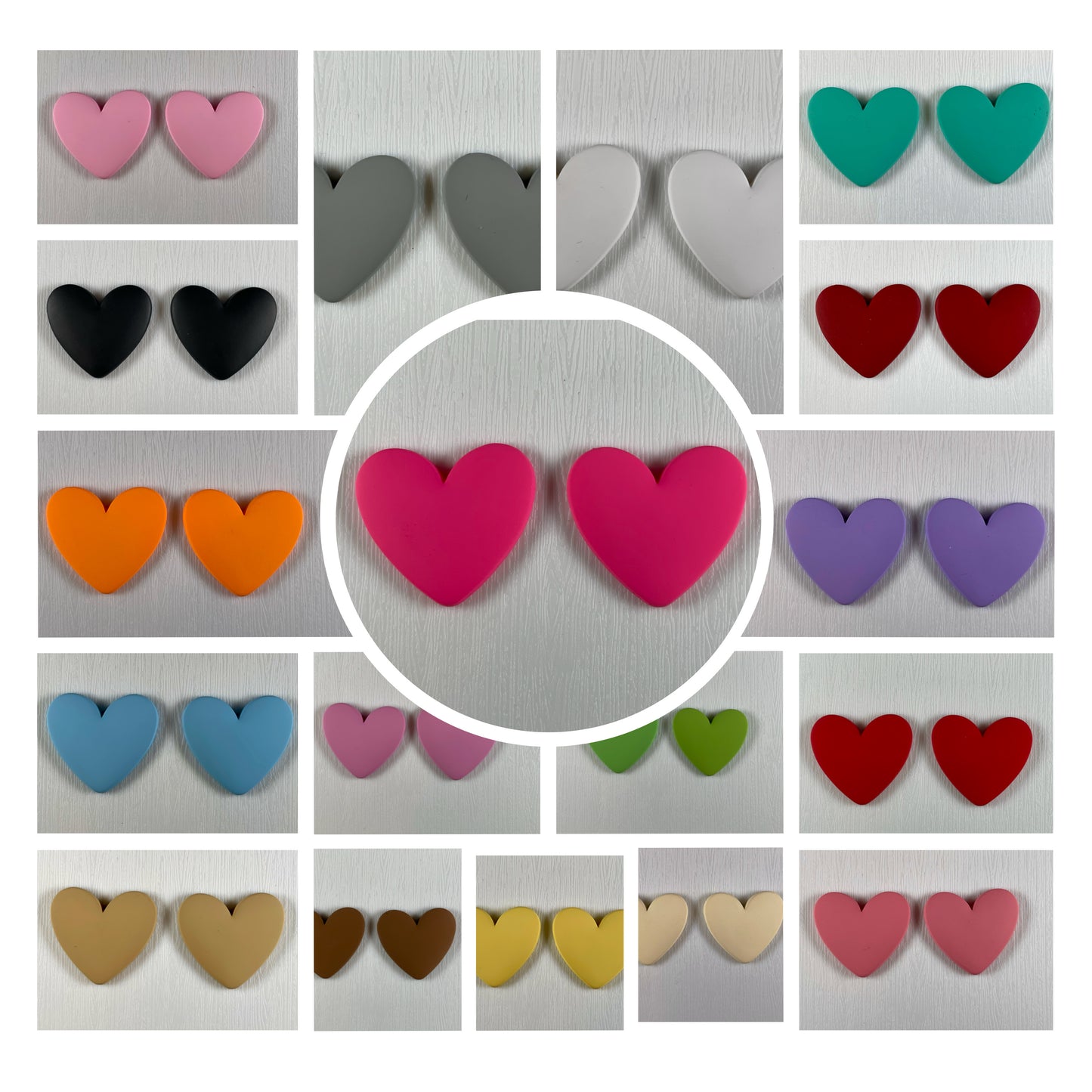 Heart-shaped Cabochons- Matt (1 Piece)