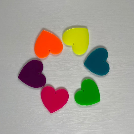 Neon Heart Cabochons Flatback (1 Piece)