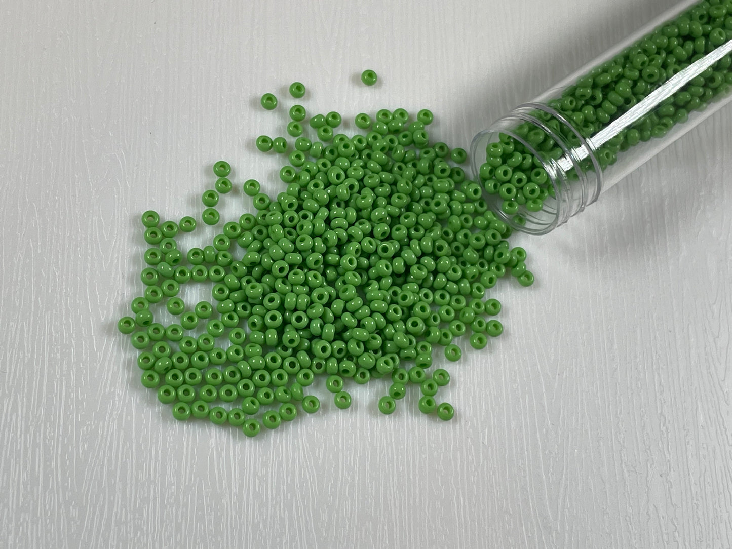 (Vial) Green Opaque Seed beads 10/0