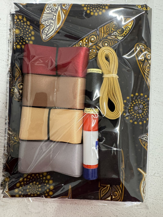Ribbon Skirt Starter Kits (complete kit) Jackie Traverse Feathers Metallic brown and black