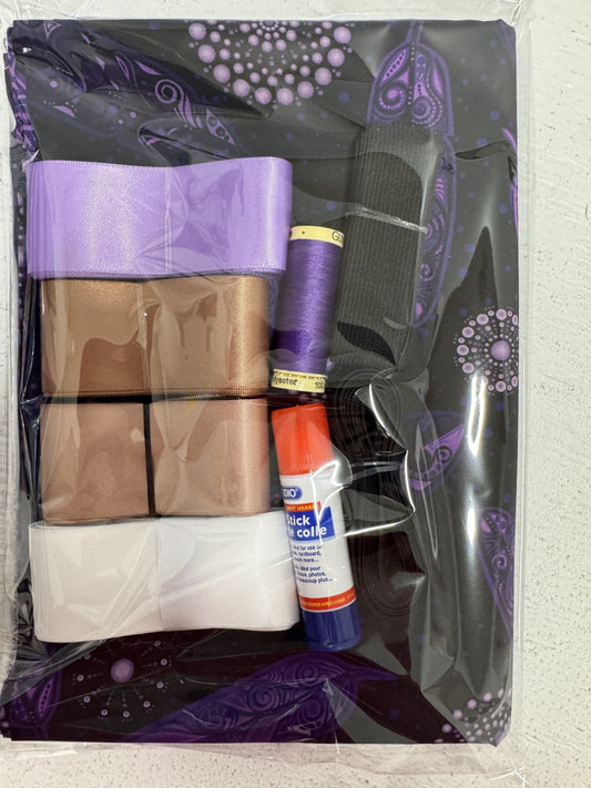 Ribbon Skirt Starter Kits (complete kit) Jackie Traverse Feathers Purple and Black