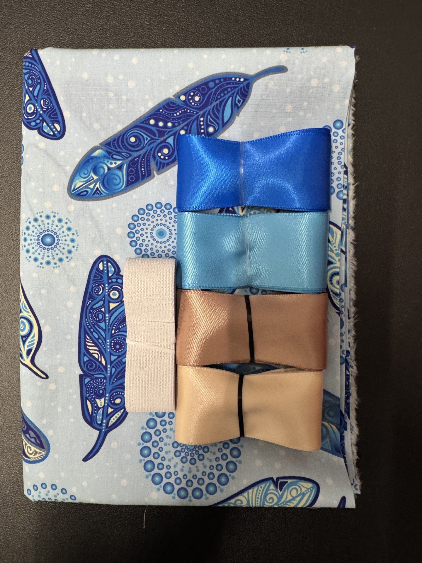 Ribbon Skirt Starter Kits (Basic set) Jackie Traverse Feather Metallic Blue 2