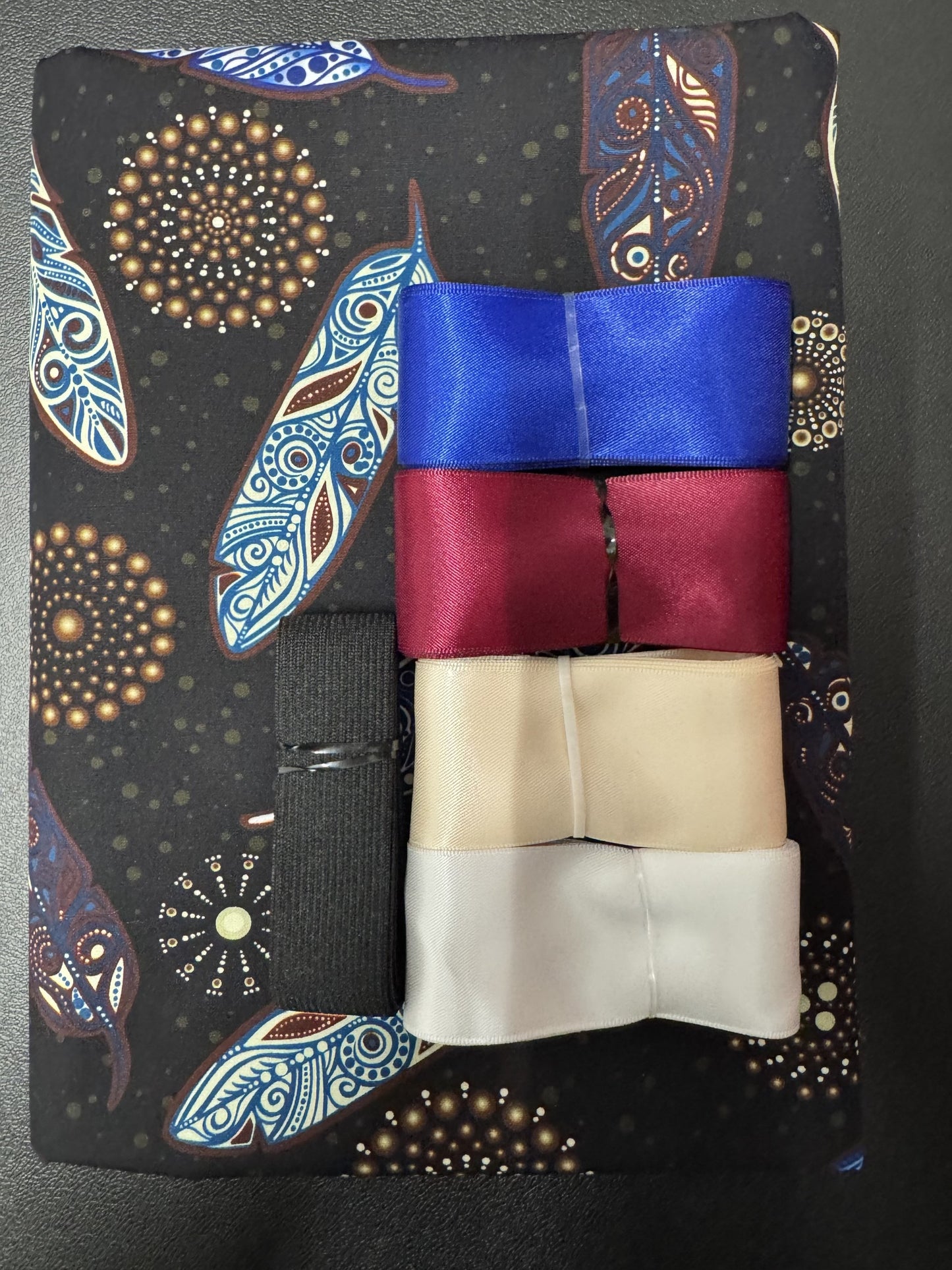 Ribbon Skirt Starter Kits (Basic set) Jackie Traverse Feathers Black and Blue 2