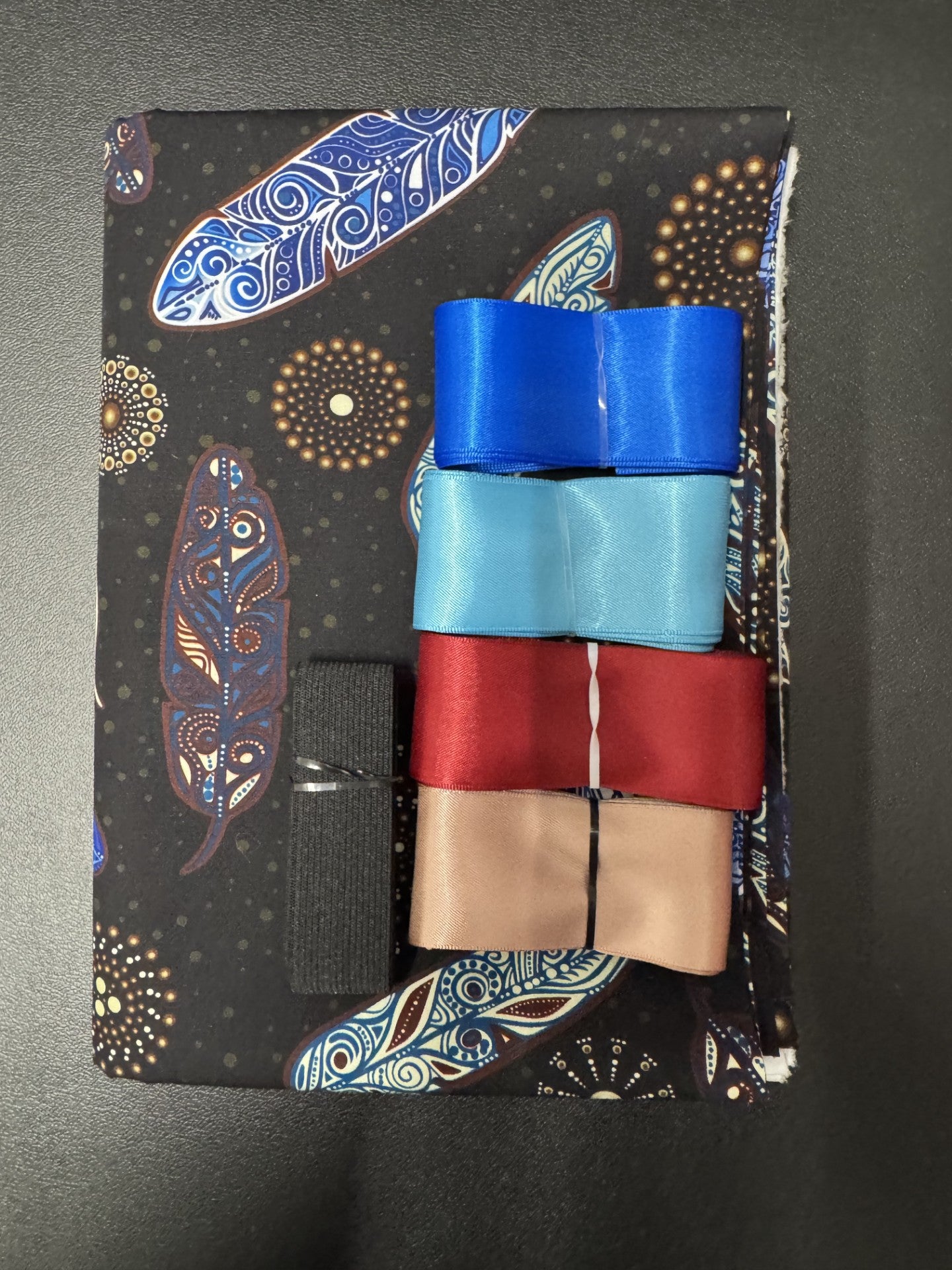 Ribbon Skirt Starter Kits (Basic set) Jackie Traverse Feathers Black and Blue 1