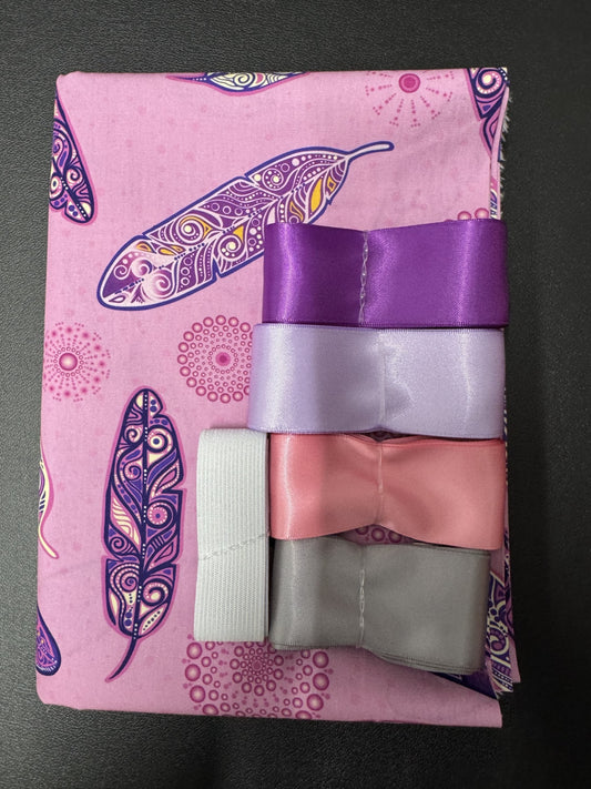 Ribbon Skirt Starter Kits (Basic set) Jackie Traverse Feathers Fuchsia 2
