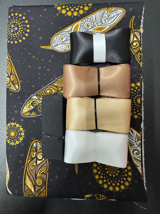 Ribbon Skirt Starter Kits (Basic set) Jackie Traverse Feather Metallic Brown and Black 1