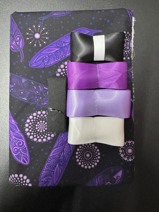 Ribbon Skirt Starter Kits (Basic set) Jackie Traverse Feather Metallic Purple and Black 2